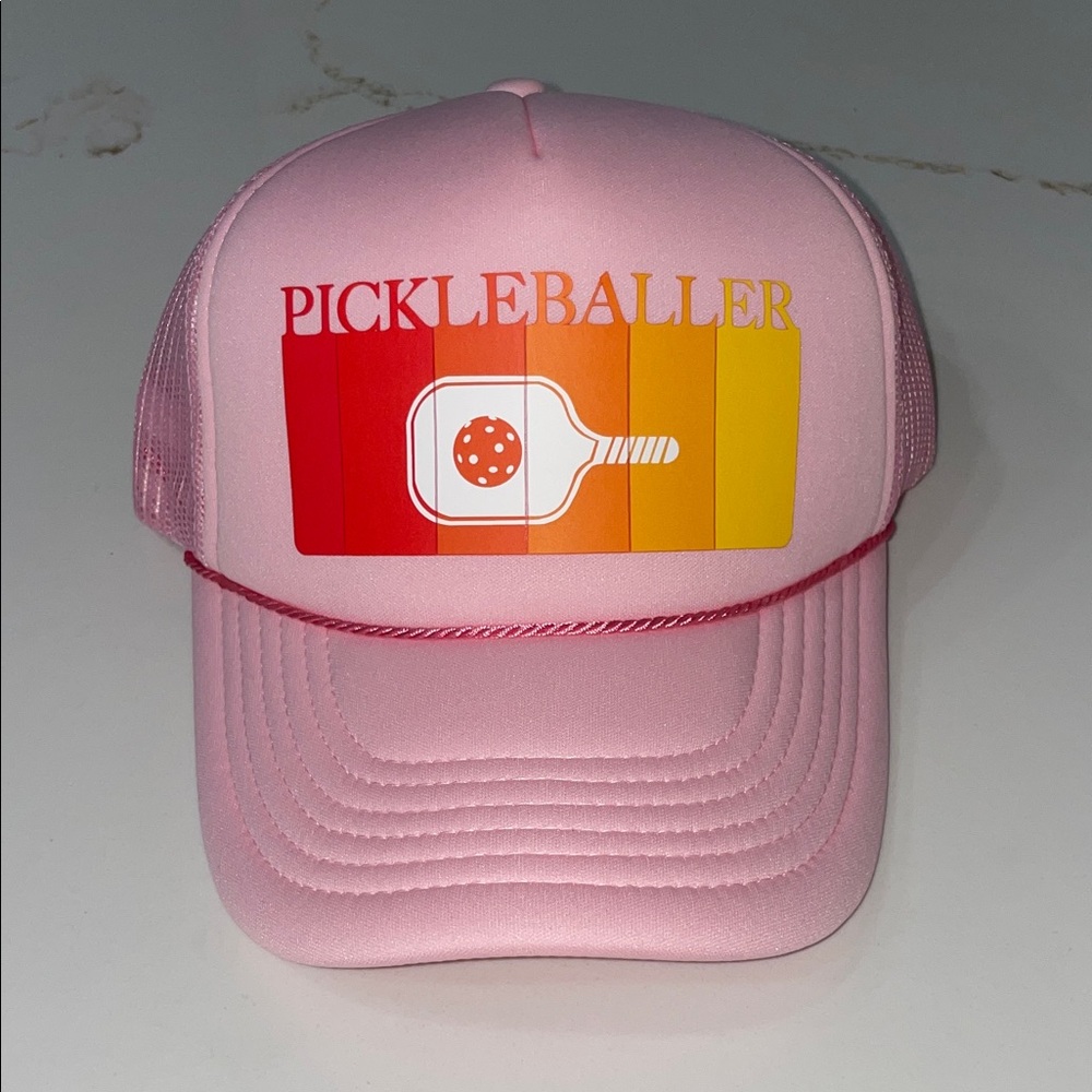 Pink Pickleballer Trucker Hat with Red, Orange & Yellow